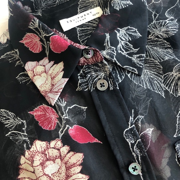 Equipment Sheer Floral Button-up Blouse - Picture 3 of 3